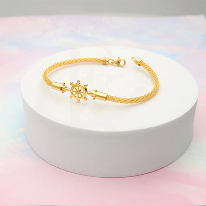 Gold Wheel Shaped Bracelet 22Kt - Fkjbrl22K5034 Bracelets