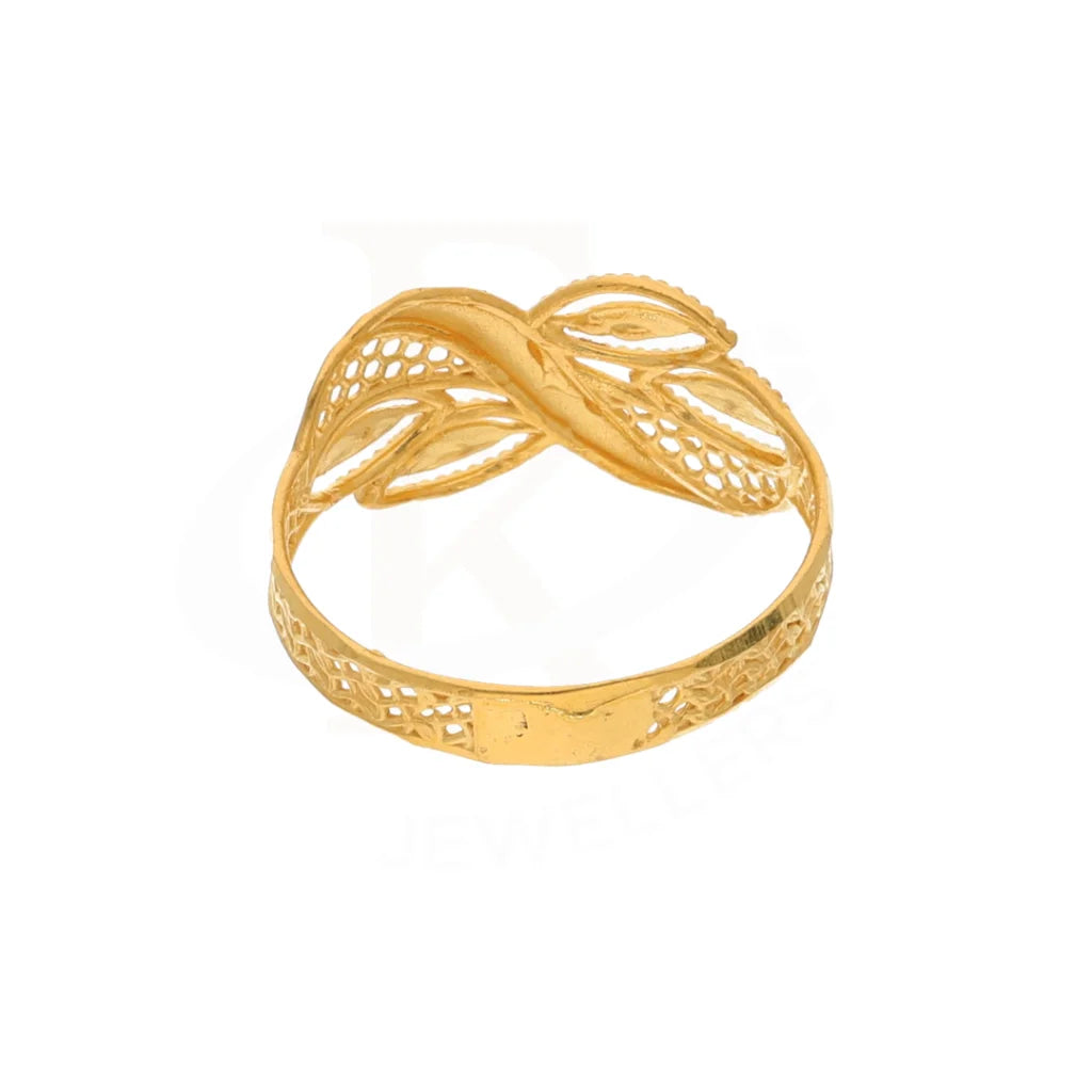 Gold Zirconia Leaf Ring 21Kt - Fkjern18Km8411 Rings