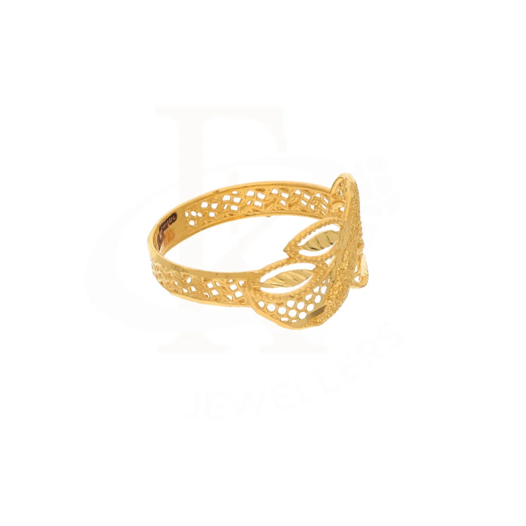 Gold Zirconia Leaf Ring 21Kt - Fkjern18Km8411 Rings