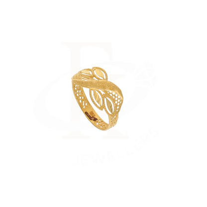 Gold Zirconia Leaf Ring 21Kt - Fkjern18Km8411 Rings