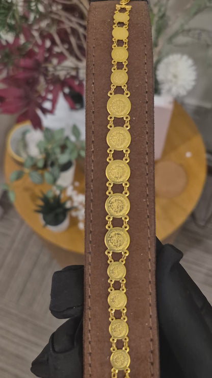 Gold Disc Link Bracelet 21KT - FKJBRL21KM11630