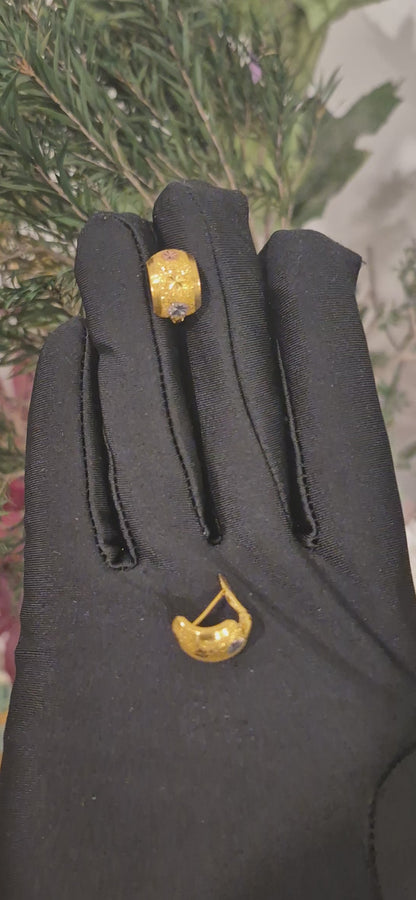 Gold Star Texture Earrings 21KT - FKJERN21KM11520