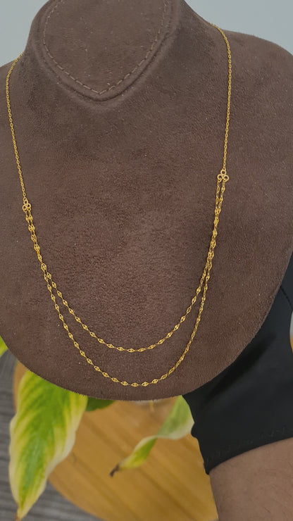 Gold Double-Strand Necklace 21KT - FKJNKL21KM10523