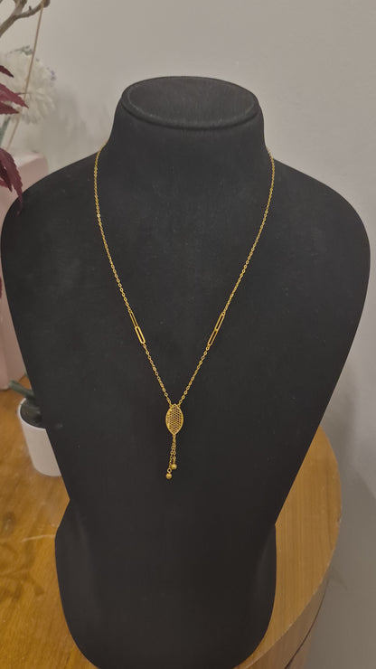 Gold Classic Hanging Tassel Necklace 21KT - FKJNKL21KM12275