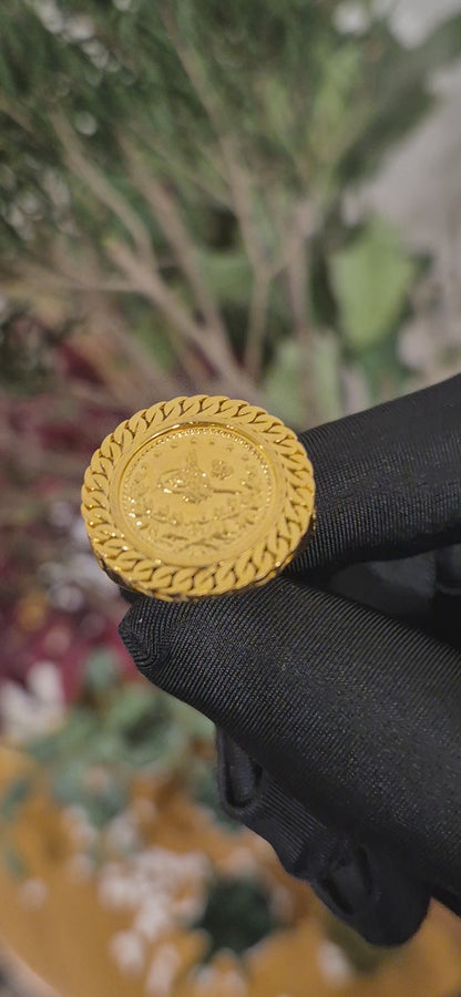 Gold Lira Coin Ring 21KT - FKJRN21KM11198