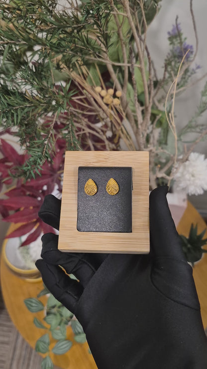 Gold Tear-drop Shaped Earrings 21KT - FKJERN21KM12078
