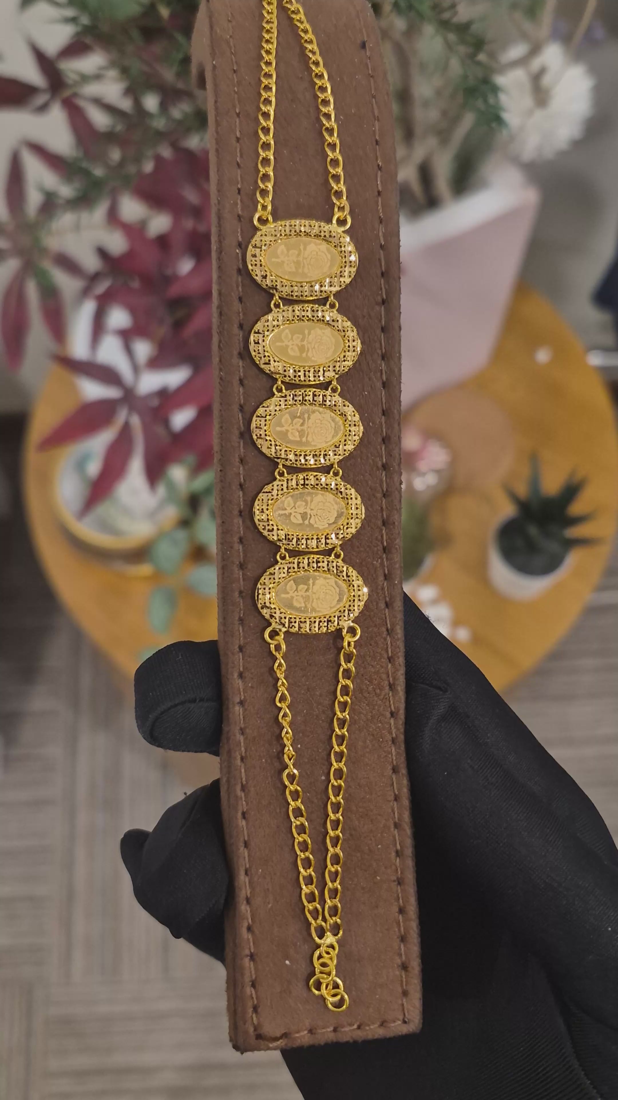 Gold Rose Design Bracelet 21KT - FKJBRL21KM11879