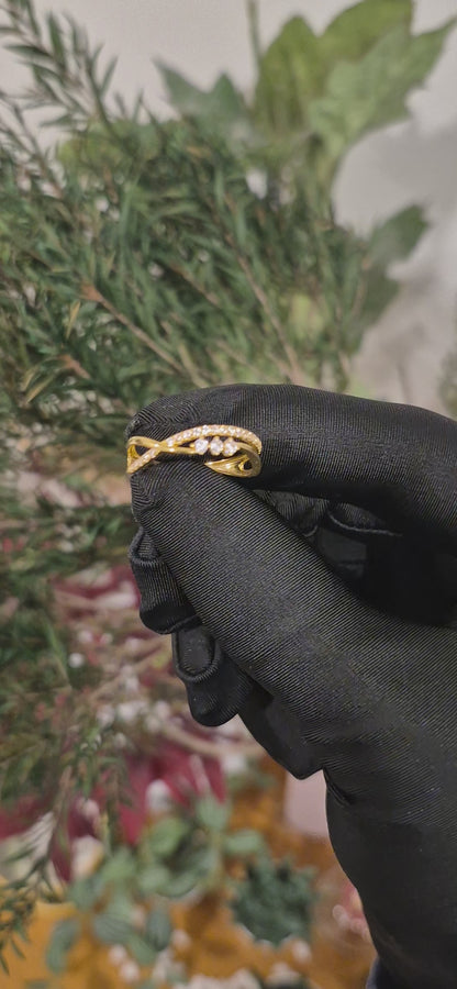 Gold Sparkle Twist Ring 21KT - FKJRN21KM11157