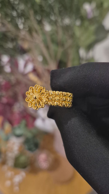 Gold Floral Design Ring 21KT - FKJRN21KM11783
