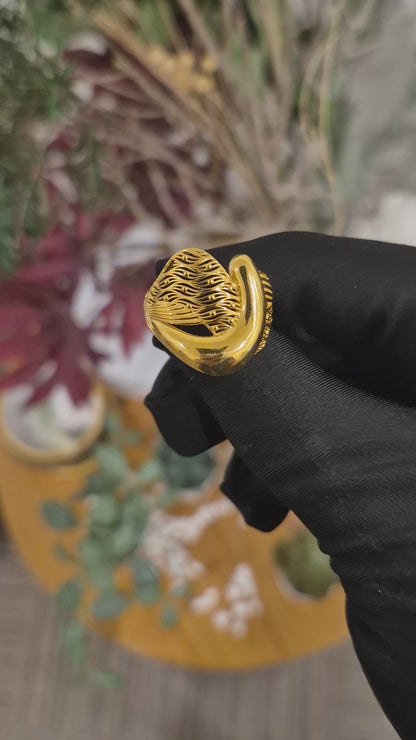 Gold Classic Design Ring 21KT - FKJRN21KM12166