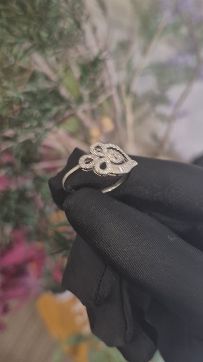 Sterling Silver 925 Elegant Leaf & Swirl Ring - FKJRNSLM12309