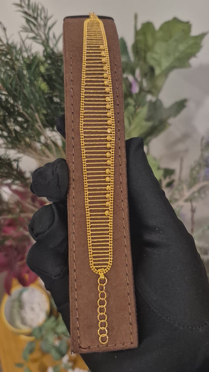 Gold Sleek Broad Bracelet 21KT - FKJBRL21KM10941