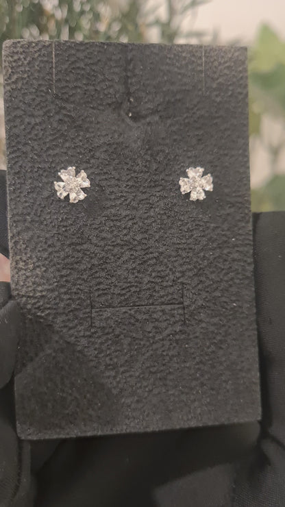 Sterling Silver 925 Crystal Flower Earrings - FKJERNSL10840