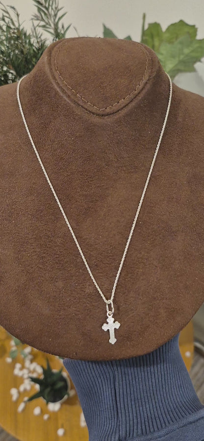 Sterling Silver 925 Cross Necklace (Chain with Pendant) - FKJNKLSL11095