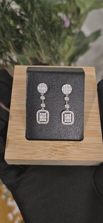 Sterling Silver 925 Crystal Drop Earrings - FKJERNSL11102