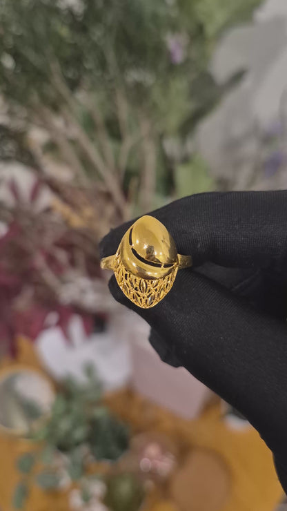 Gold Leaf Filigree Ring 21KT - FKJRN21KM11978