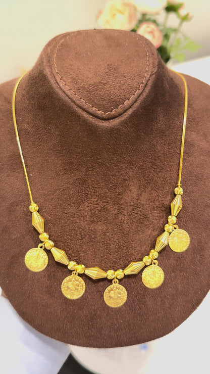قلادة ليرة ذهبية متدلية من التراث عيار 21 قيراطًا - FKJNKL21KM10333
