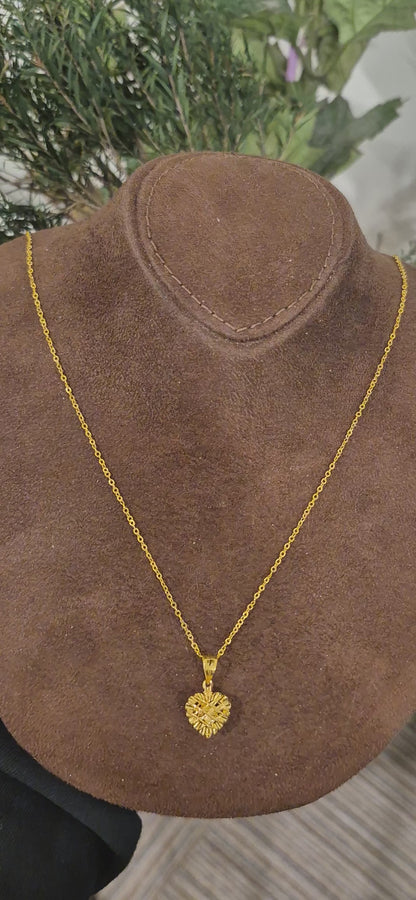 Gold Classic Heart Necklace 21KT - FKJNKL21KM11292