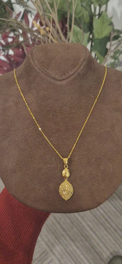 Gold Mesh Drop Necklace 21KT - FKJNKL21KM11358