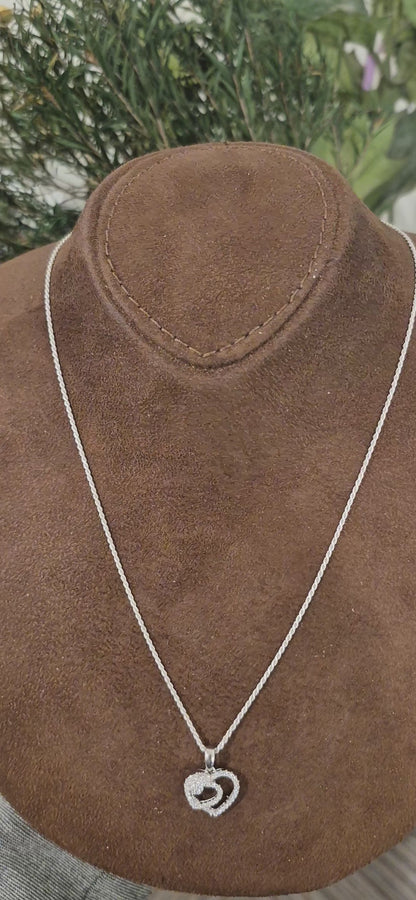 Sterling Silver 925 Interlocking Heart Necklace (Chain with Pendant) - FKJNKLSL11120