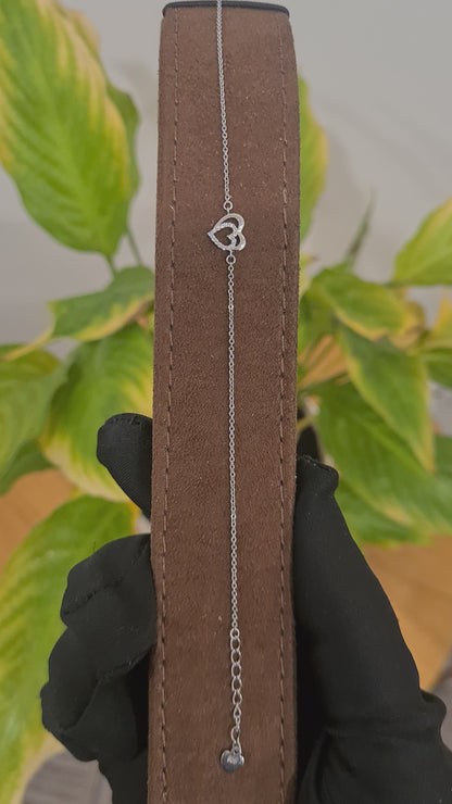 Sterling Silver 925 Double Heart Bracelet - FKJBRLSL10535