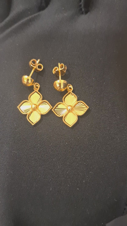Gold Luxe Petal Dangles Earrings 21KT - FKJERN21KM10859