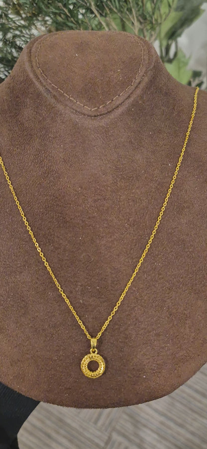 Gold Open Round Necklace 21KT - FKJNKL21KM11326