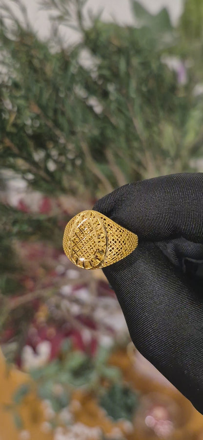 Gold Teardrop Lattice Ring 21KT - FKJRN21KM11174