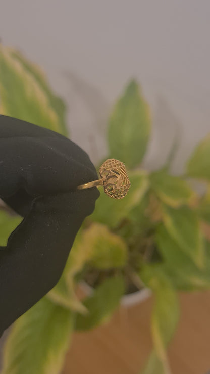 Gold Intricate Carved Ring 21KT - FKJRN21KM10529