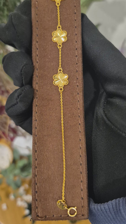 Gold Floral Sunburst Bracelet 21KT - FKJBRL21KM10931