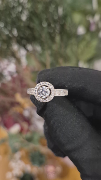 Sterling Silver 925 Classic Halo Ring - FKJRNSL11037