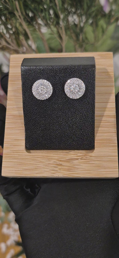 Sterling Silver 925 Cluster Stud Earrings - FKJERNSL11085