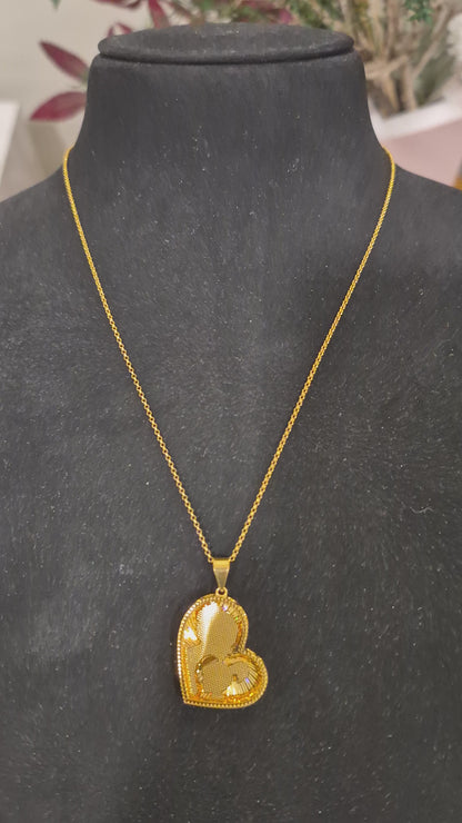 Gold Necklace (Chain with Mother & Daughter Shaped Pendant) 21KT - FKJNKL21KM11856