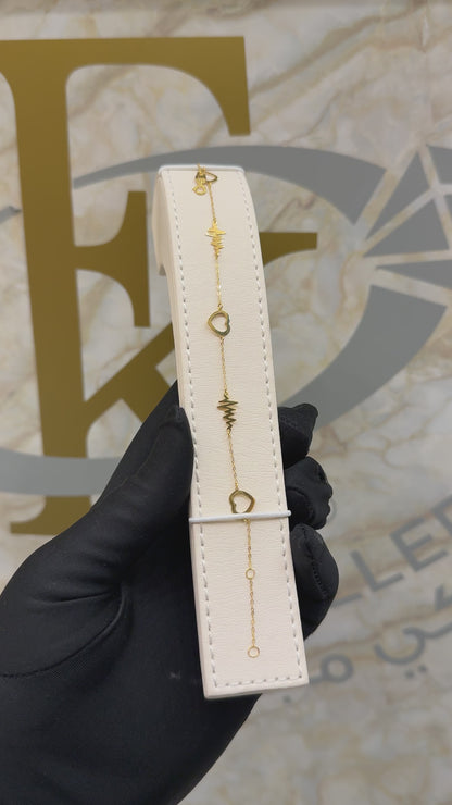 Gold Hollow Heart Shaped Bracelet 21KT - FKJBRL21KM9542