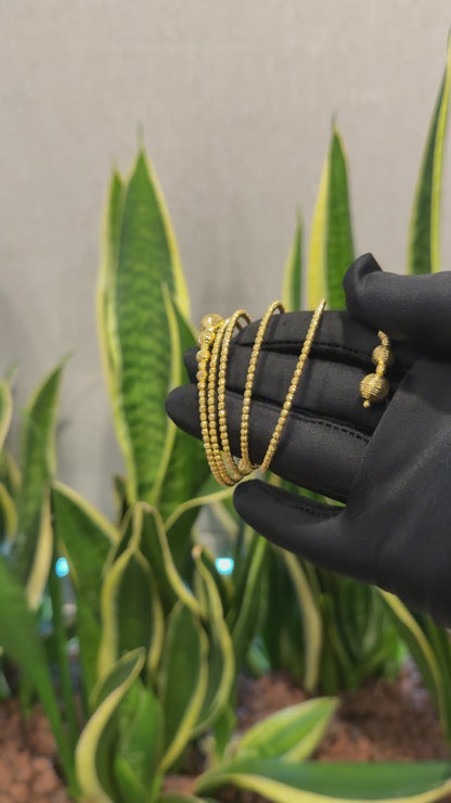 Gold Beaded Bangle 21KT - FKJBNG21KM10113