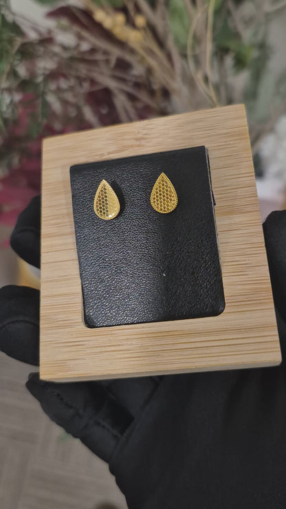 Gold Almond Shaped Earrings 21KT - FKJERN21KM12170