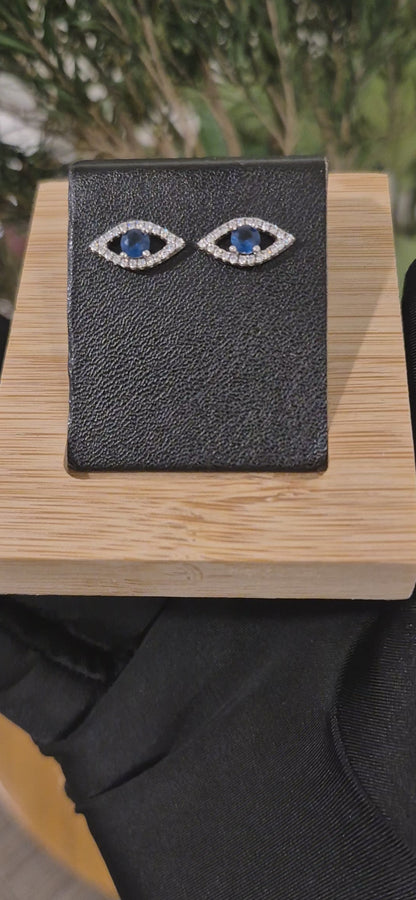 Sterling Silver 925 Marquise Blue Stud Earrings - FKJERNSL11114