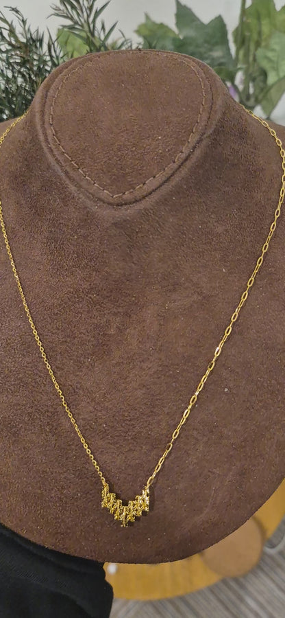 Gold Chevron Necklace 21KT - FKJNKL21KM11234