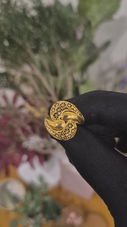 Gold Dual Curve Ring 21KT - FKJRN21KM11979