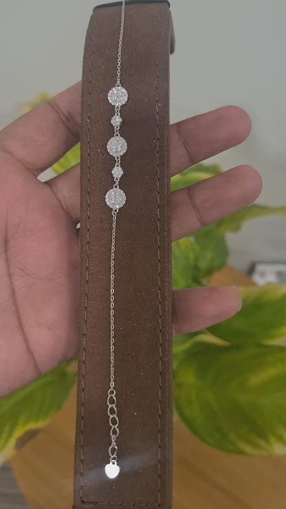 Sterling Silver 925 Halo Diamond Bracelet - FKJBRLSL10596