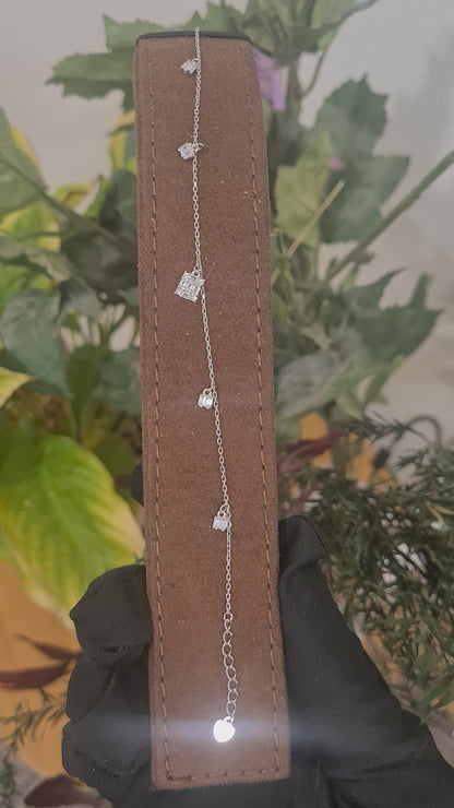 Sterling Silver 925 Geometric Charms Bracelet - FKJBRLSL10638