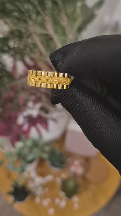 Gold Textured Band Ring 21KT - FKJRN21KM11654