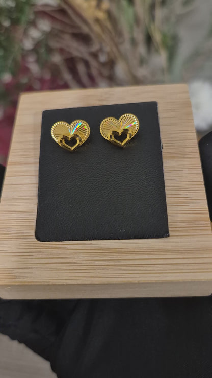 Gold Heart Shaped Earrings 21KT - FKJERN21KM12071