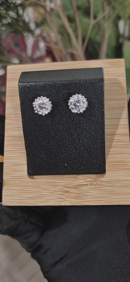 Sterling Silver 925 Round Cut Earrings - FKJERNSL11104