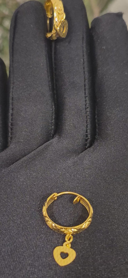 Gold Heart Shaped Dangler Earrings 21KT - FKJERN21KM12028