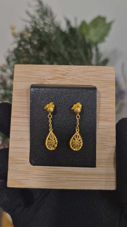 Gold Turkish Design Dangler Earrings 21KT - FKJERN21KM12052