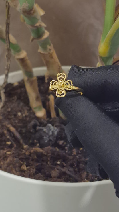 Gold Flower Design Ring 21KT - FKJRN21KM12226
