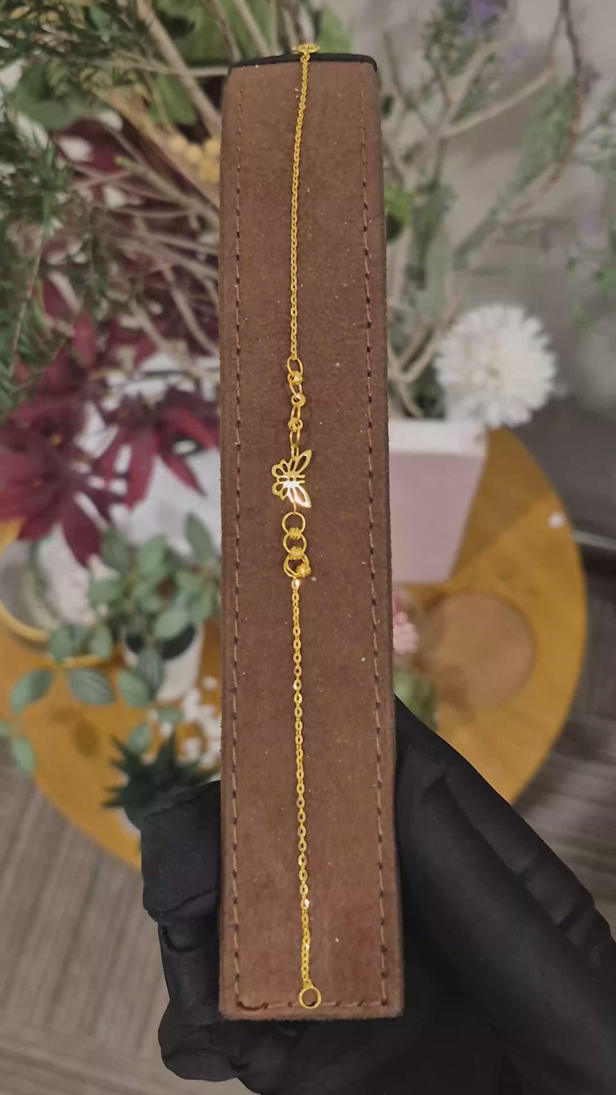 Gold Minimalist Butterfly Bracelet 21KT - FKJBRL21KM11622