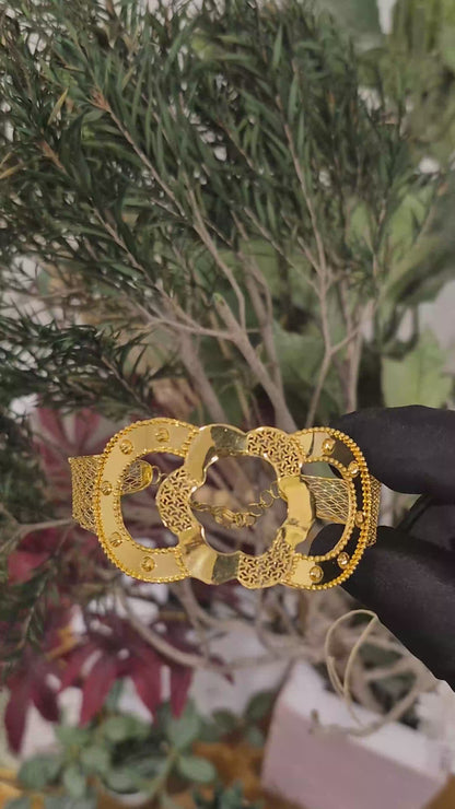 Gold Filigree Floral Bangle 21KT - FKJBNG21KM11305