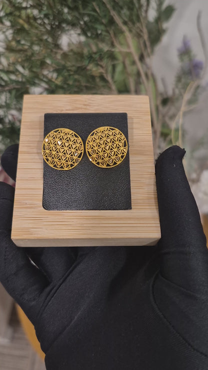 Gold Mesh Earrings 21KT - FKJERN21KM12056